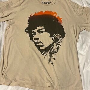Vintage Jimi Hendrix Tan Graphic Tee with Orange Accent Men’s XL